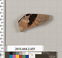 Terracotta fragment of a column-krater (bowl for mixing wine and water), Terracotta, Greek, Attic