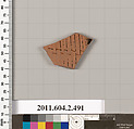 Terracotta fragment of a column-krater (bowl for mixing wine and water), Terracotta, Greek, Attic
