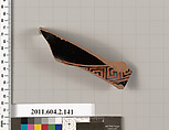 Terracotta fragment of a pelike (jar), Terracotta, Greek, Attic
