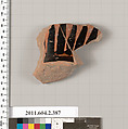 Terracotta fragment of a column-krater (bowl for mixing wine and water), Terracotta, Greek, Attic