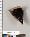 Terracotta fragment of a pot, Terracotta, Greek, Attic