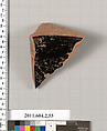 Terracotta fragment of a pot, Terracotta, Greek, Attic