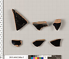 Terracotta fragments of psykters (vases for cooling wine), Terracotta, Greek, Attic