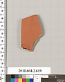 Terracotta fragment of a column-krater (bowl for mixing wine and water), Terracotta, Greek, Attic