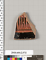 Terracotta fragment of a column-krater (bowl for mixing wine and water), Terracotta, Greek, Attic