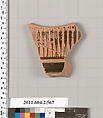 Terracotta fragment of a column-krater (bowl for mixing wine and water), Terracotta, Greek, Attic