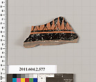 Terracotta fragment of a column-krater (bowl for mixing wine and water), Terracotta, Greek, Attic