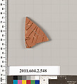 Terracotta fragment of a column-krater (bowl for mixing wine and water), Terracotta, Greek, Attic