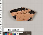 Terracotta fragment of a column-krater (bowl for mixing wine and water), Terracotta, Greek, Attic