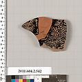 Terracotta fragment of a column-krater (bowl for mixing wine and water), Terracotta, Greek, Attic