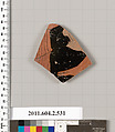 Terracotta fragment of a column-krater (bowl for mixing wine and water), Terracotta, Greek, Attic