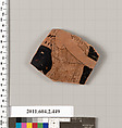 Terracotta fragment of a column-krater (bowl for mixing wine and water), Terracotta, Greek, Attic