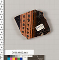 Terracotta fragment of a column-krater (bowl for mixing wine and water), Terracotta, Greek, Attic