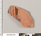 Terracotta fragment of a column-krater (bowl for mixing wine and water), Terracotta, Greek, Attic