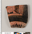 Terracotta fragment of a column-krater (bowl for mixing wine and water), Terracotta, Greek, Attic