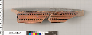 Terracotta fragment of a column-krater (bowl for mixing wine and water), Terracotta, Greek, Attic