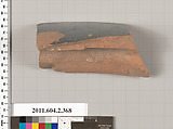 Terracotta fragment of a column-krater (bowl for mixing wine and water), Terracotta, Greek, Attic