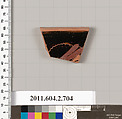 Terracotta fragment of a calyx-krater? (bowl for mixing wine and water), Terracotta, Greek, Attic