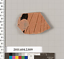 Terracotta fragment of a bell-krater (bowl for mixing wine and water), Terracotta, Greek, Attic