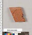 Terracotta fragment of a bell-krater (bowl for mixing wine and water), Terracotta, Greek, Attic