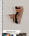 Terracotta fragment of a calyx-krater (bowl for mixing wine and water), Terracotta, Greek, Attic