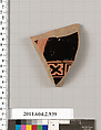 Terracotta fragment of a bell-krater (bowl for mixing wine and water), Terracotta, Greek, Attic