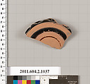 Terracotta fragment of an oinochoe (jug), Terracotta, Greek, Attic