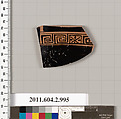 Terracotta fragment of an oinochoe (jug), Terracotta, Greek, Attic