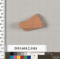 Terracotta fragment from an undetermined shape, Terracotta, Greek, Attic