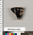 Terracotta fragment of a lekythos (oil flask), Terracotta, Greek, Attic