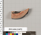 Terracotta fragment of an oinochoe (jug), Terracotta, Greek, Attic