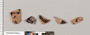 Terracotta fragments of oinochoai (jugs), Terracotta, Greek, Attic