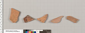 Terracotta fragments of oinochoai (jugs), Terracotta, Greek, Attic