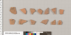 Terracotta fragments of oinochoai (jugs), Terracotta, Greek, Attic