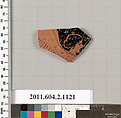 Terracotta fragment of a squat lekythos (oil flask), Terracotta, Greek, Attic