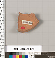 Terracotta fragment of an oinochoe: chous (jug), Terracotta, Greek, Attic
