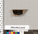 Terracotta fragment from a pyxis lid (box), Terracotta, Greek, Attic
