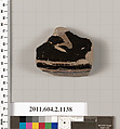 Terracotta fragment of a lekanis lid (covered dish), Terracotta, Greek, Attic