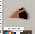 Terracotta fragment of a skyphos (deep drinking cup), Terracotta, Greek, Attic