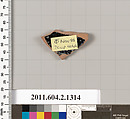 Terracotta fragment of a skyphos (deep drinking cup), Terracotta, Greek, Attic