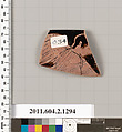 Terracotta rim fragment of a skyphos (deep drinking cup), Terracotta, Greek, Attic