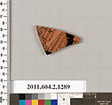 Terracotta fragment of a skyphos (deep drinking cup), Terracotta, Greek, Attic