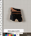Terracotta fragment of a skyphos (deep drinking cup), Terracotta, Greek, Attic