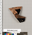 Terracotta fragment of a skyphos (deep drinking cup), Terracotta, Greek, Attic