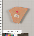 Terracotta fragment of a lekanis lid (covered dish), Terracotta, Greek, Attic