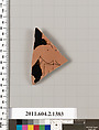 Terracotta fragment of a skyphos (deep drinking cup), Terracotta, Greek, Attic
