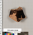 Terracotta fragment of an oinochoe: chous (jug), Terracotta, Greek, Attic