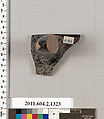 Terracotta fragment of a skyphos (deep drinking cup), Terracotta, Greek, Attic