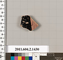 Terracotta fragment of a skyphos (deep drinking cup), Terracotta, Greek, Attic