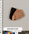 Terracotta fragment of a skyphos (deep drinking cup)?, Terracotta, Greek, Attic
